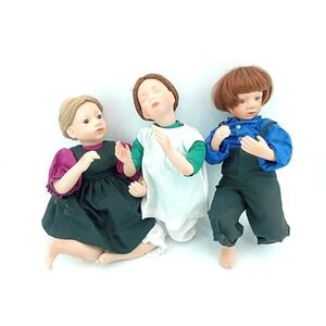 Lot of 3 Vintage Ashton Drake  Dolls Amish Blessings  porcelain  collectible.